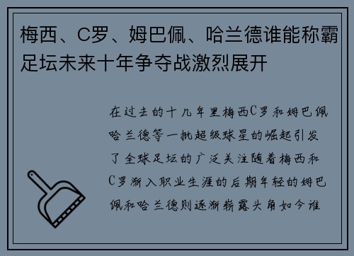 梅西、C罗、姆巴佩、哈兰德谁能称霸足坛未来十年争夺战激烈展开